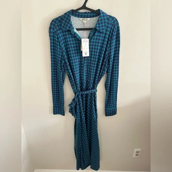 NWT Boden Laura jersey midi button front shirt dress size 10L - Picture 2 of 7